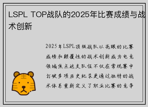 LSPL TOP战队的2025年比赛成绩与战术创新